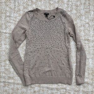 Express Sweaters - Express beige crystal bling studded sweater XS Express Sweaters - Express beige crystal bling studded sweater XS